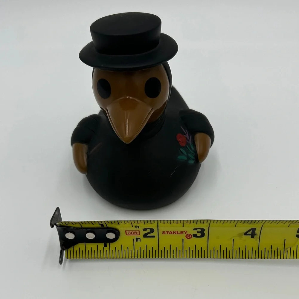 Plague doctor rubber ducky black yellow ducktor squishy flowers 4 inch